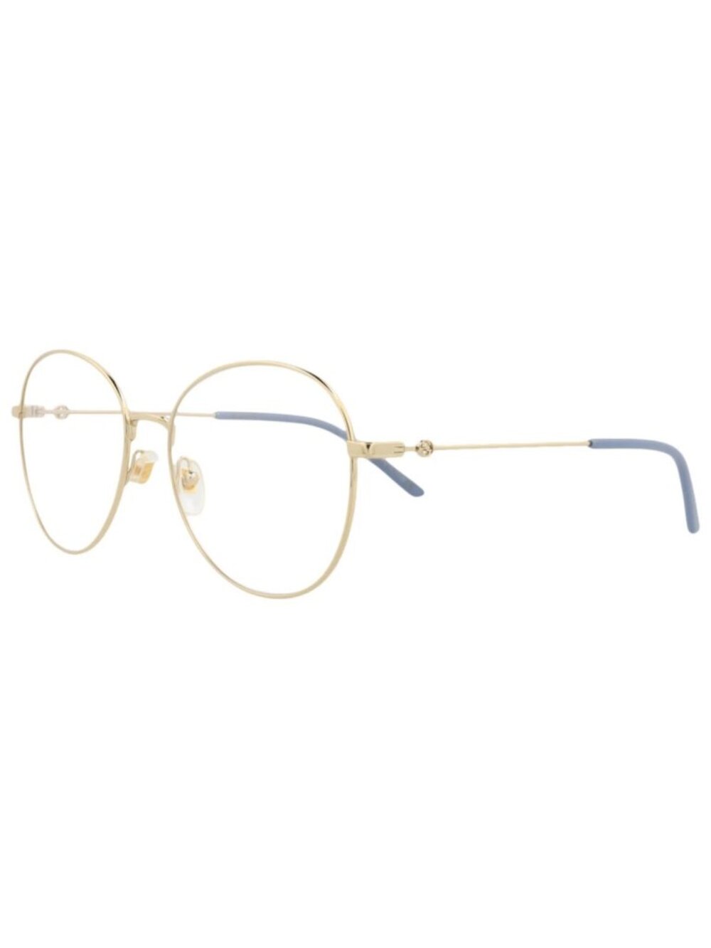 New Gucci Women's Eyeglasses Round Oval Metal Frame Gold Gold Transparent